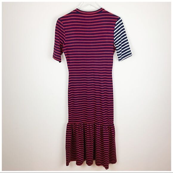 Cynthia Rowley Red/Blue Striped Maxi Dress Ruffle Bottom Sz S - Picture 6 of 10